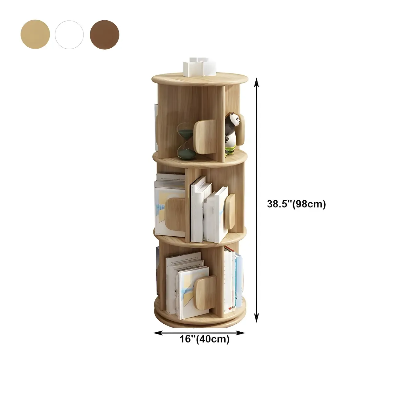 Rotatable Modern Solid Wood Geometric Display Bookcase Image - 17