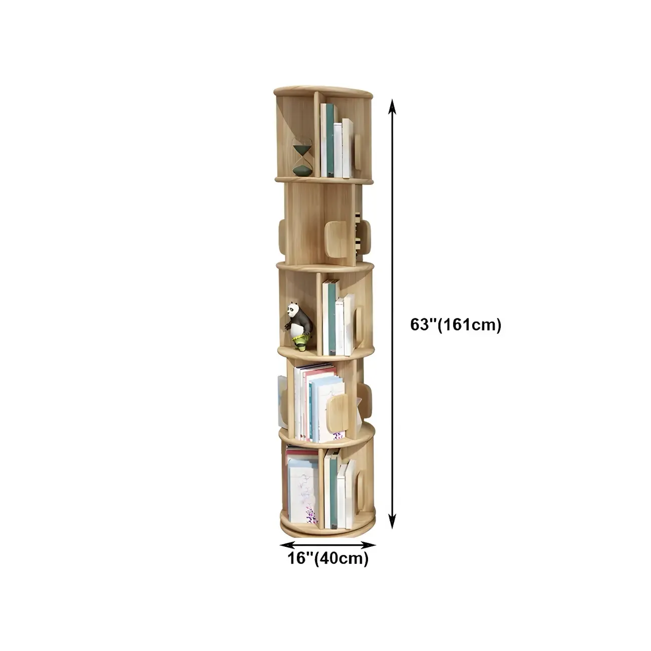 Rotatable Modern Solid Wood Geometric Display Bookcase Image - 19