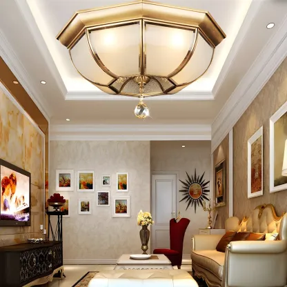 Vintage Glass Flush Mount Light for Elegant Living Room Image - 1