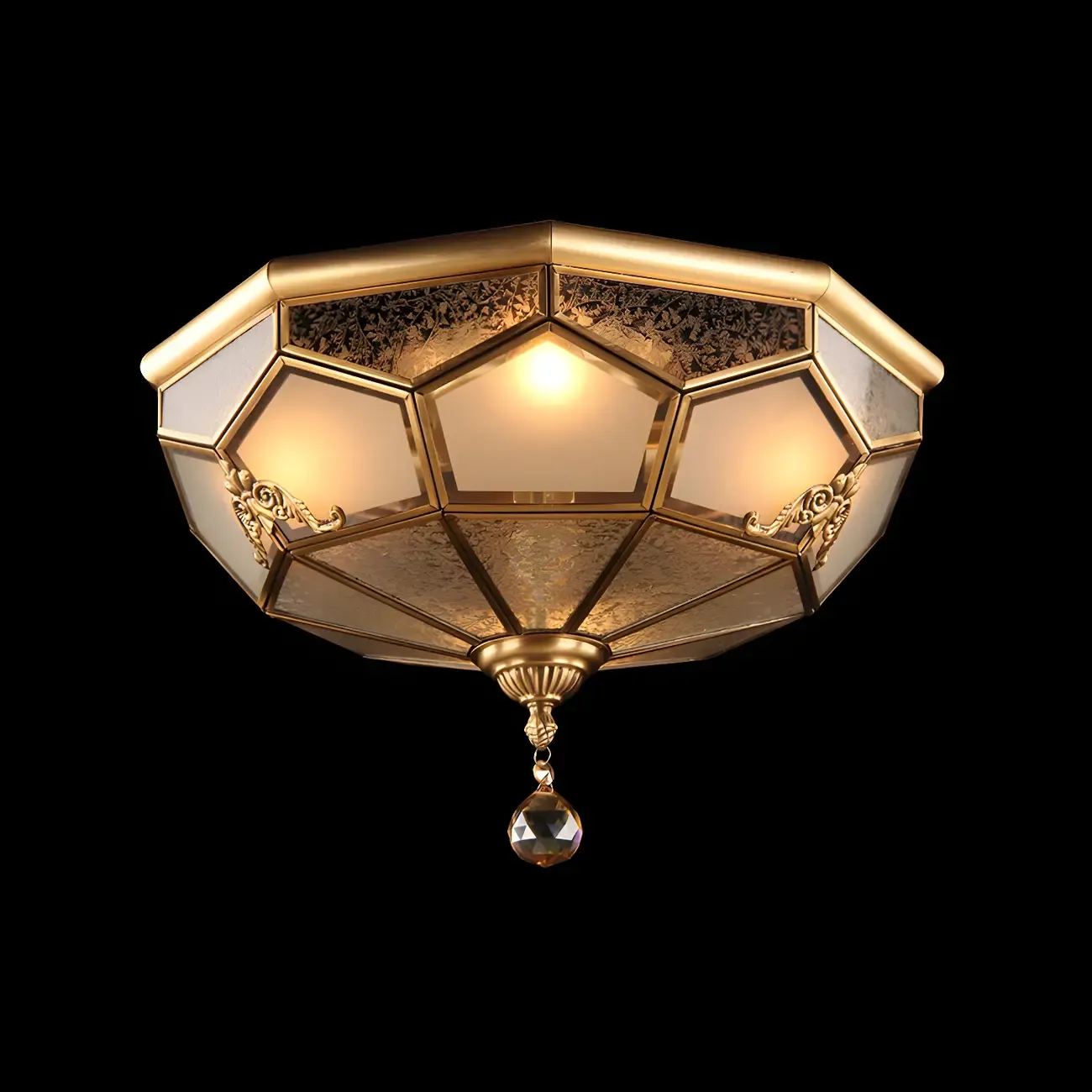 Vintage Glass Flush Mount Light for Elegant Living Room Image - 14