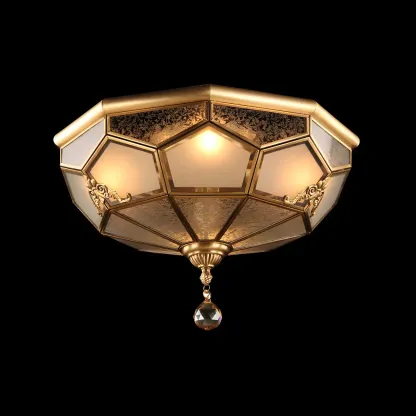 Vintage Glass Flush Mount Light for Elegant Living Room Image - 14