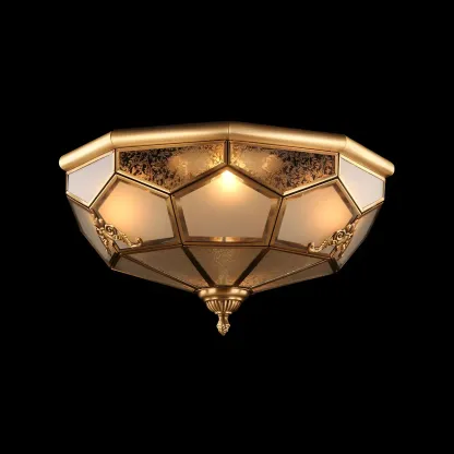 Vintage Glass Flush Mount Light for Elegant Living Room Image - 16