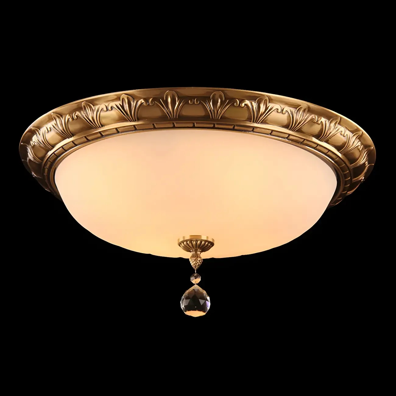 Vintage Glass Flush Mount Light for Elegant Living Room Image - 17