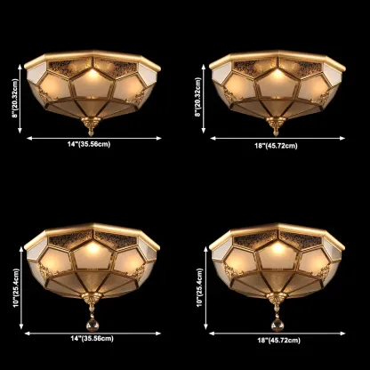 Vintage Glass Flush Mount Light for Elegant Living Room Image - 18