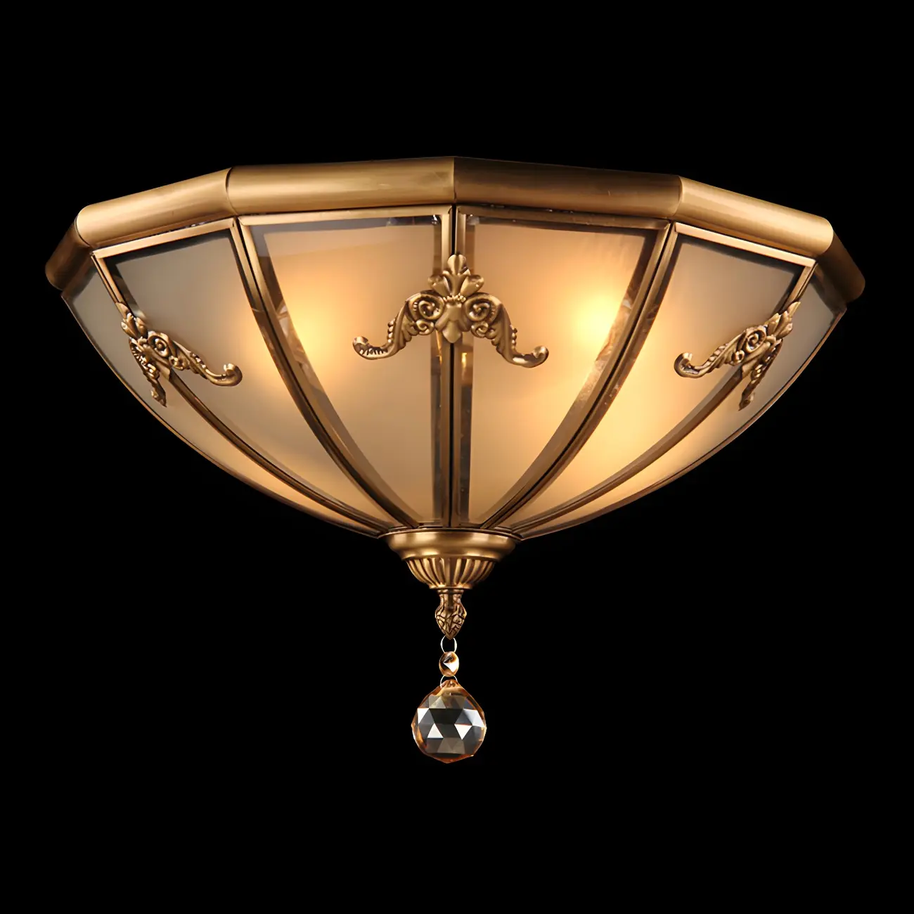 Vintage Glass Flush Mount Light for Elegant Living Room Image - 22 | homeyfad