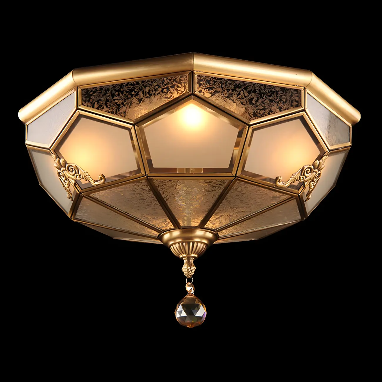 Vintage Glass Flush Mount Light for Elegant Living Room Image - 24 | homeyfad