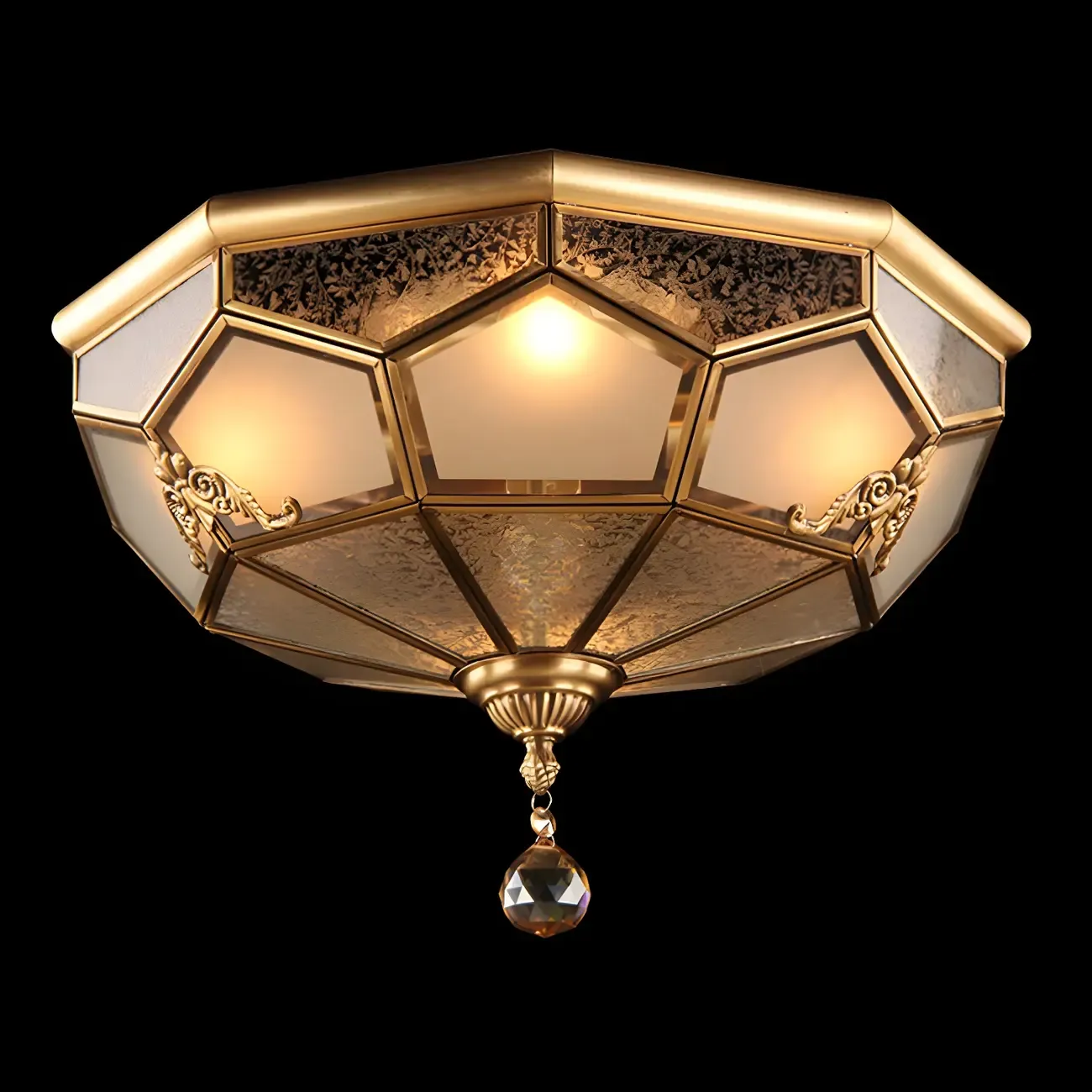 Vintage Glass Flush Mount Light for Elegant Living Room Image - 24