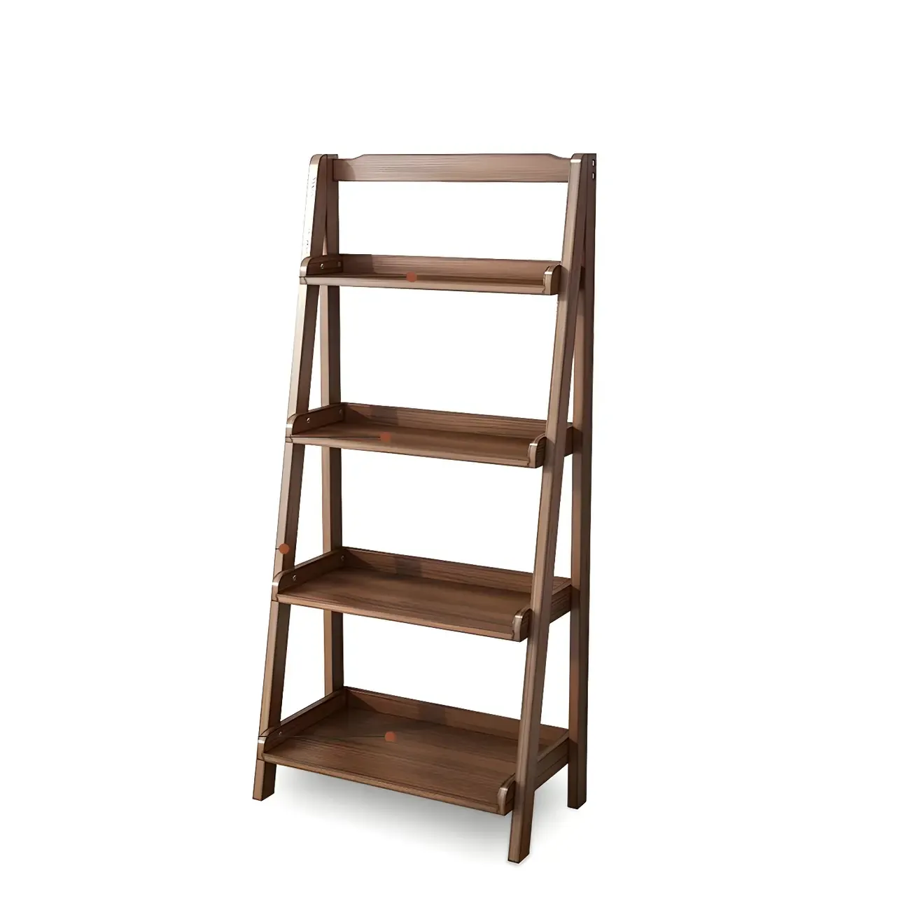 Minimalist Wooden Ladder Storage Bookcase in Walnut Image - 9