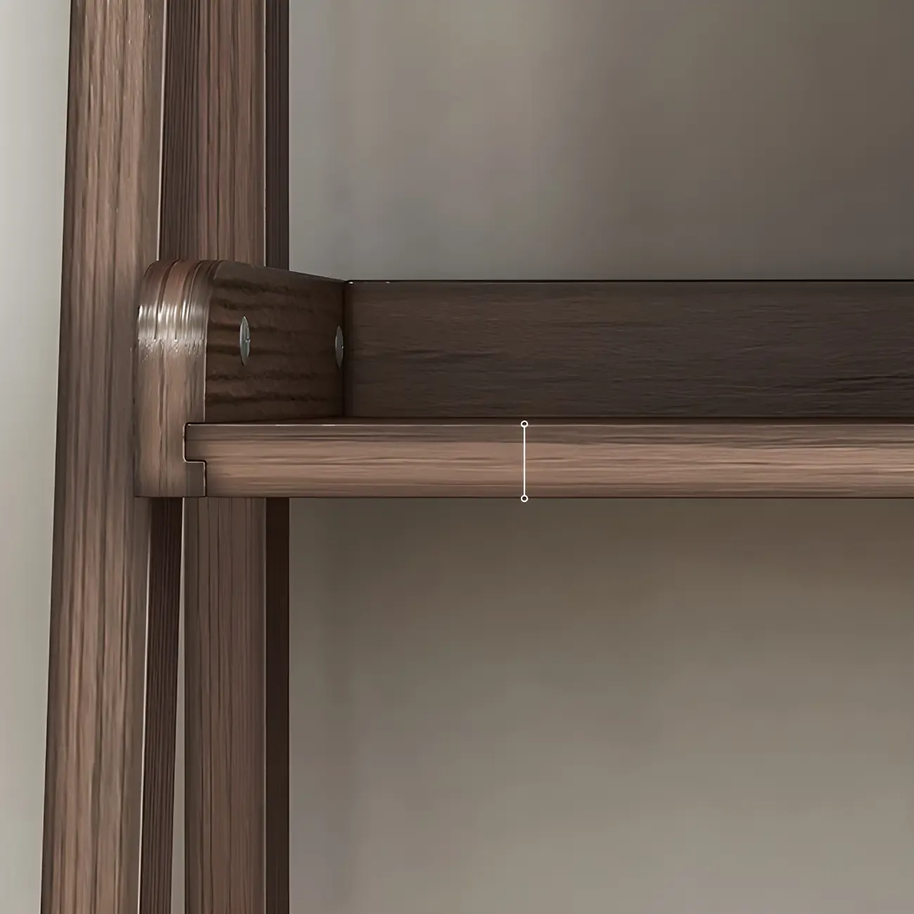 Minimalist Wooden Ladder Storage Bookcase in Walnut Image - 13