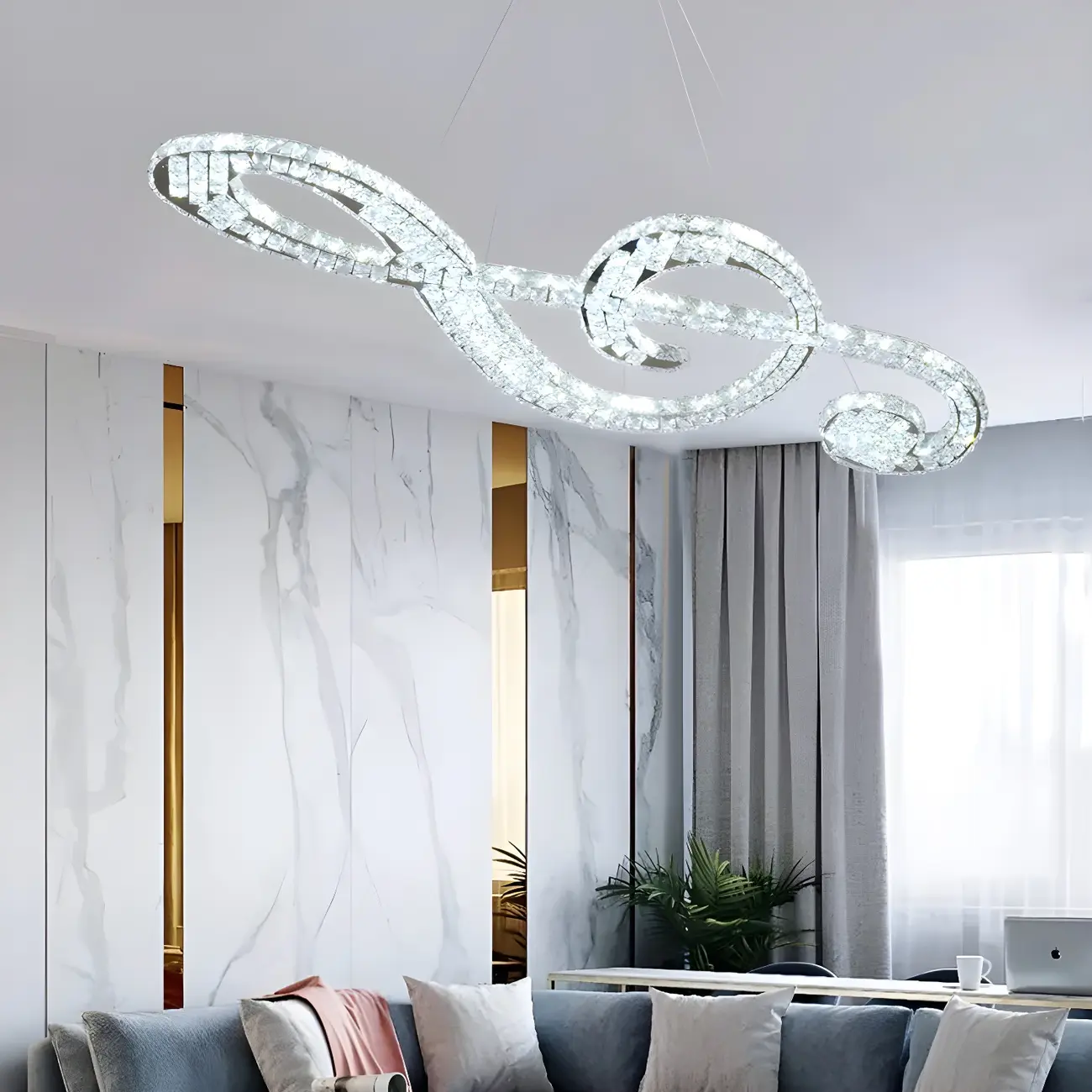 Artistic Modern Crystal 2-Light Island Pendant Light Image - 3 | homeyfad
