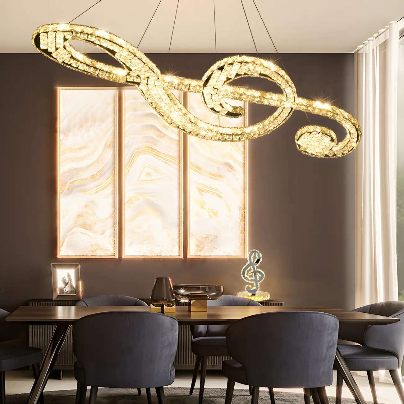 Artistic Modern Crystal 2-Light Island Pendant Light Image - 7 | homeyfad