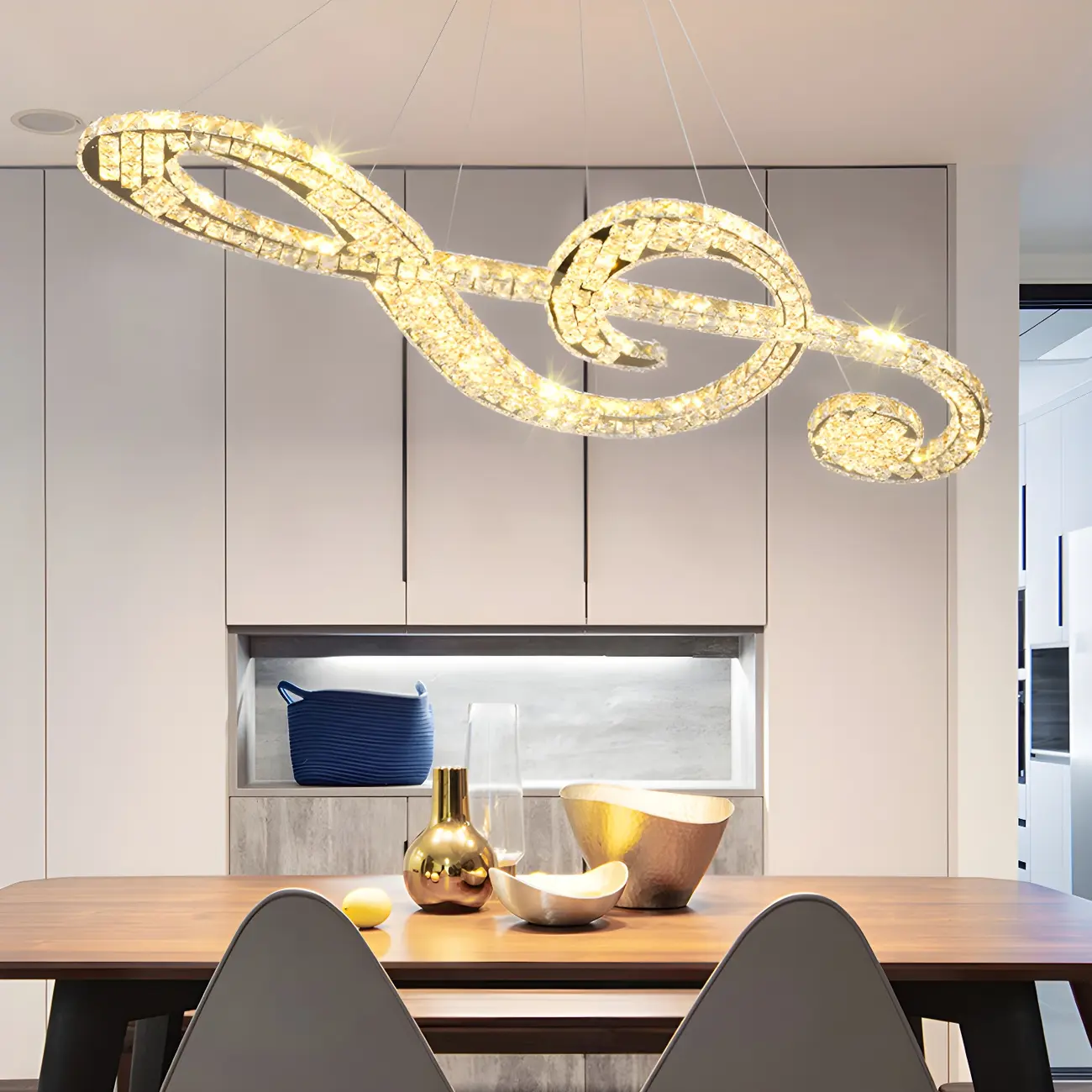 Artistic Modern Crystal 2-Light Island Pendant Light Image - 12 | homeyfad