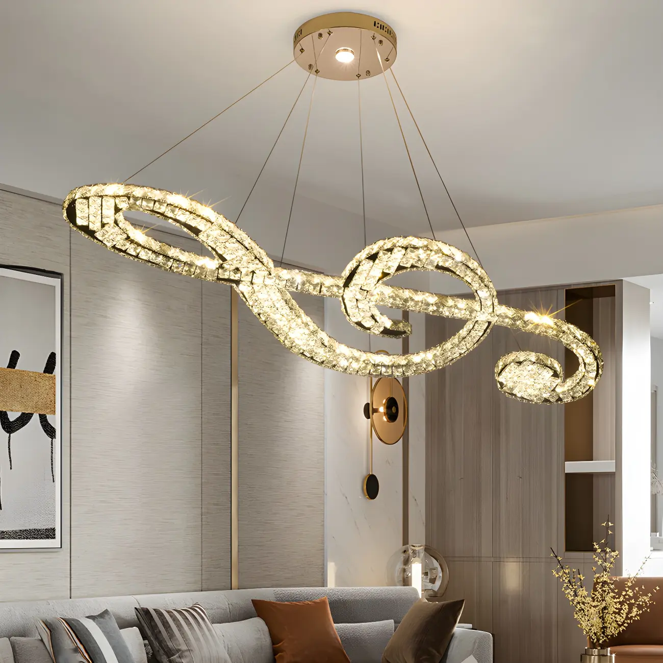 Artistic Modern Crystal 2-Light Island Pendant Light Image - 14 | homeyfad