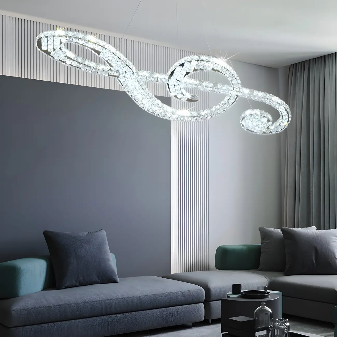 Artistic Modern Crystal 2-Light Island Pendant Light Image - 2 | homeyfad