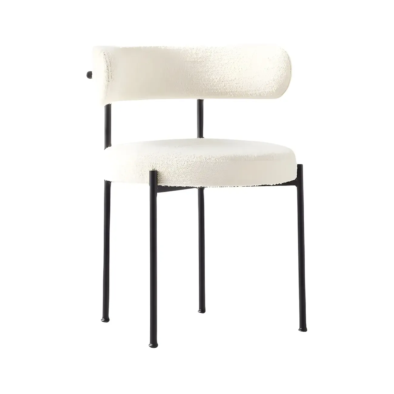 Upholstered White Fabric Low Back Dining Chair Image - 8