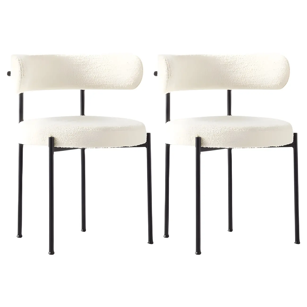 Upholstered White Fabric Low Back Dining Chair Image - 13 | homeyfad