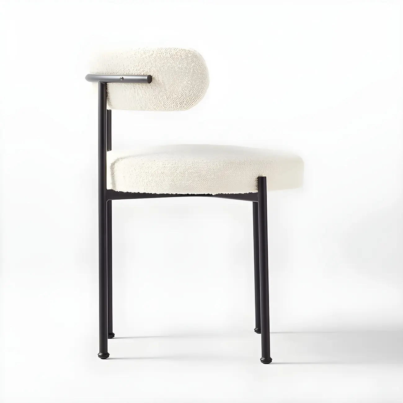 Upholstered White Fabric Low Back Dining Chair Image - 5 | homeyfad