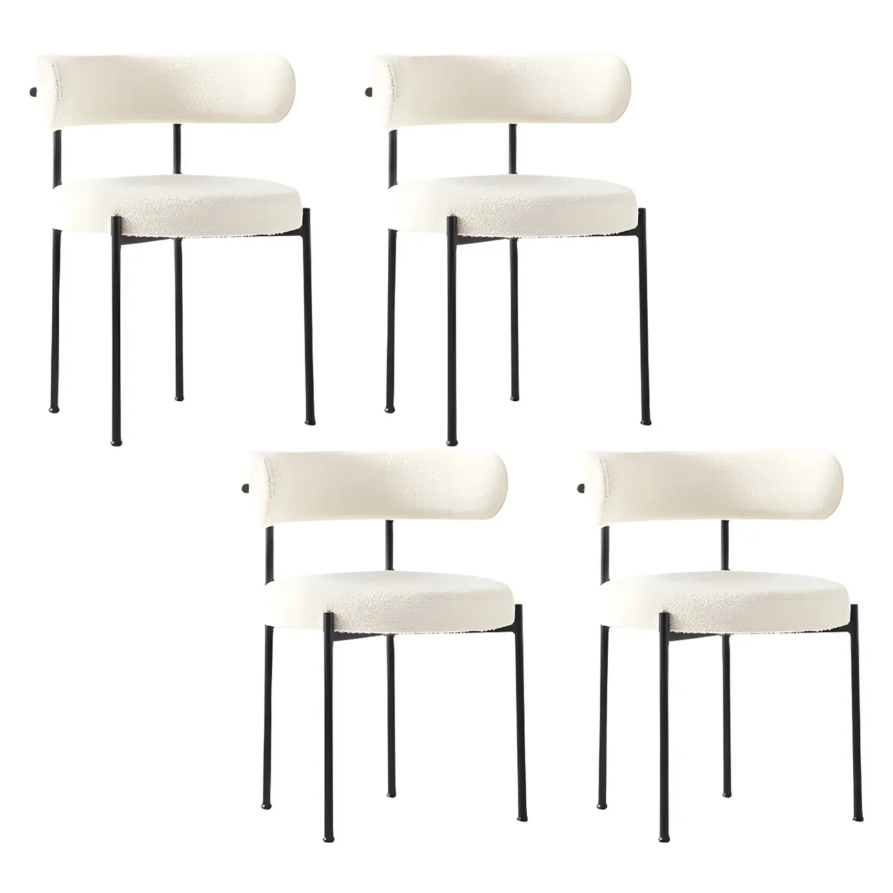 Upholstered White Fabric Low Back Dining Chair Image - 14 | homeyfad