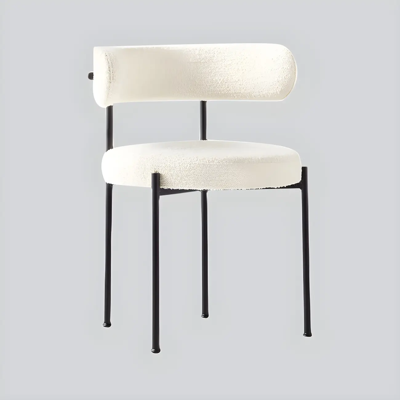 Upholstered White Fabric Low Back Dining Chair Image - 15 | homeyfad