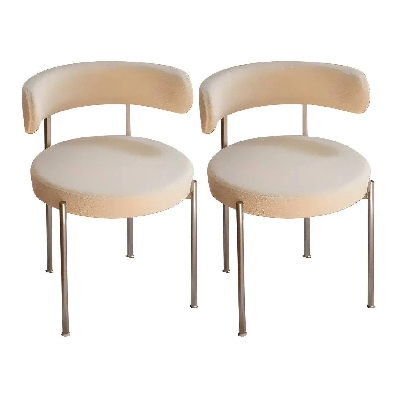 Upholstered White Fabric Low Back Dining Chair Image - 16