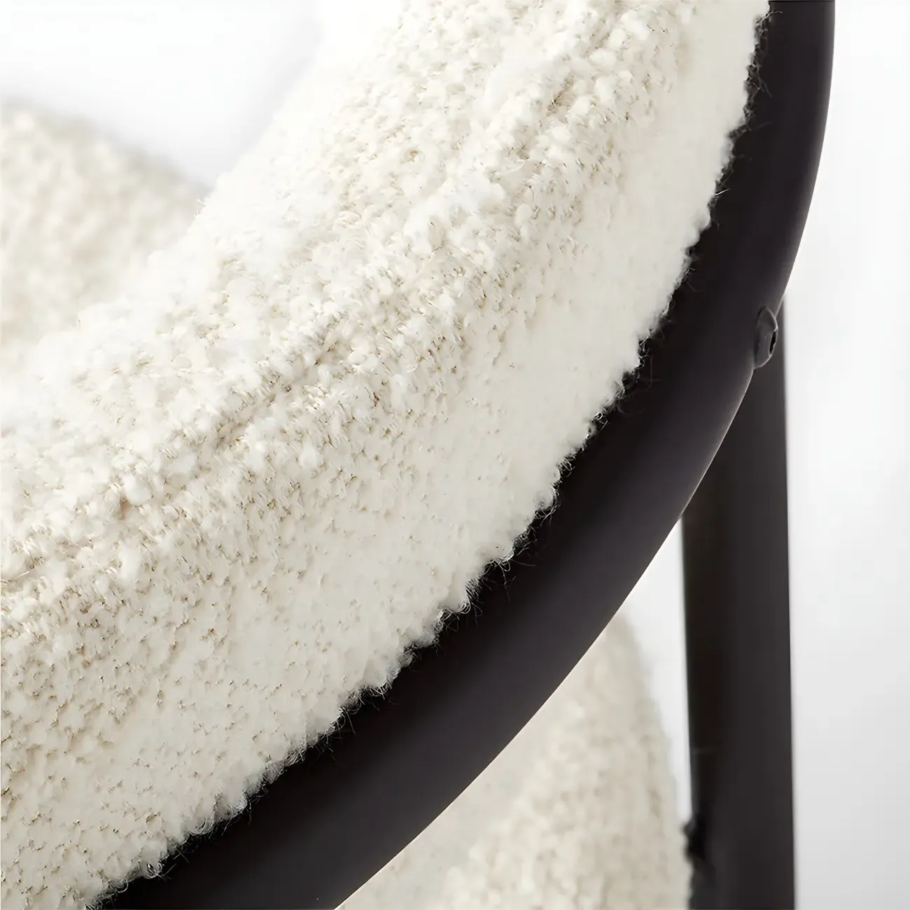 Upholstered White Fabric Low Back Dining Chair Image - 3