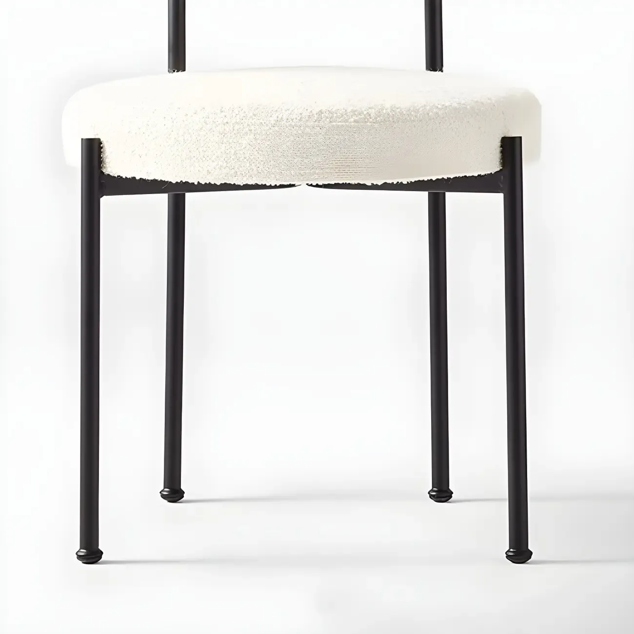 Upholstered White Fabric Low Back Dining Chair Image - 6
