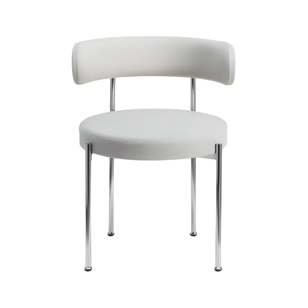 Upholstered White Fabric Low Back Dining Chair Image - 18 | homeyfad
