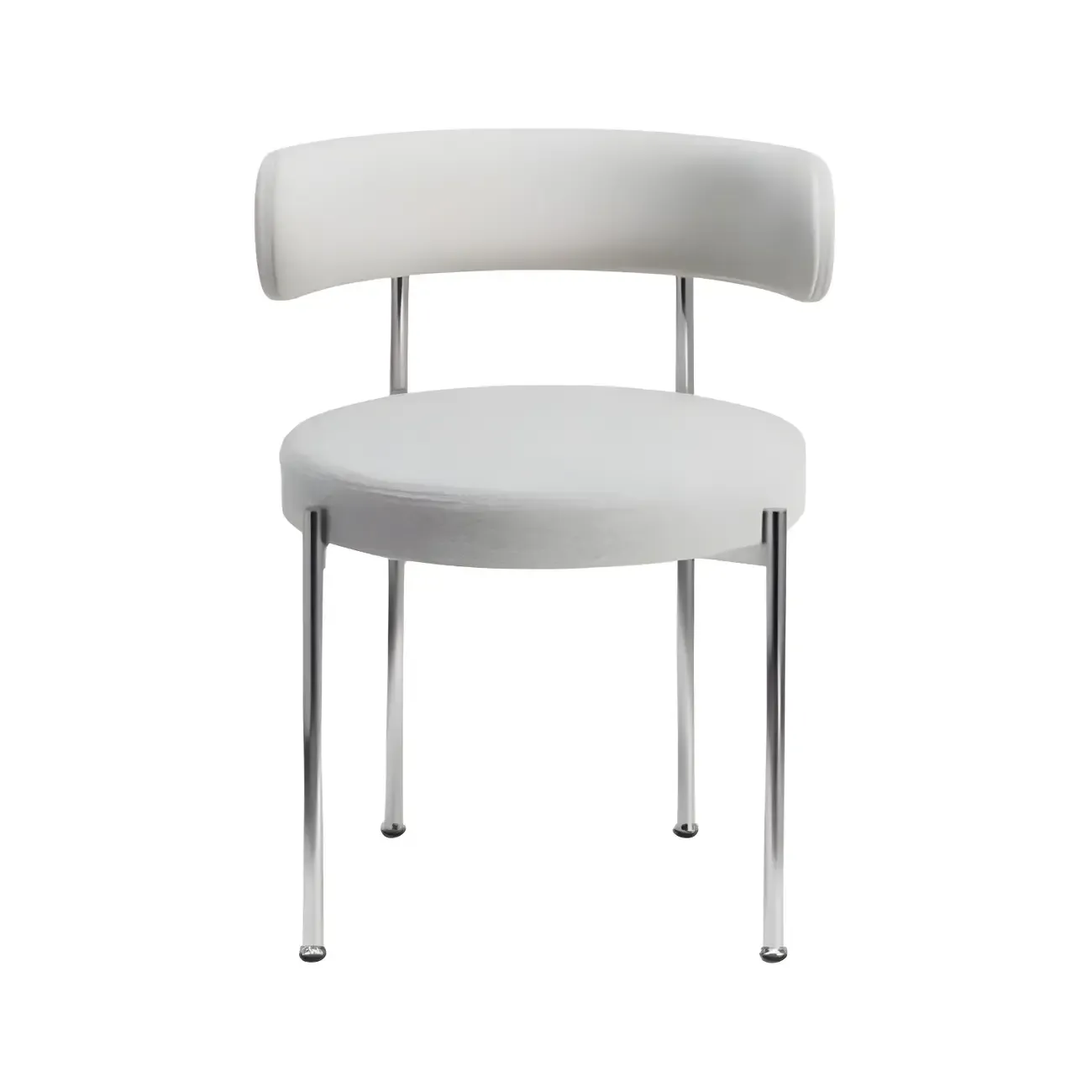 Upholstered White Fabric Low Back Dining Chair Image - 18