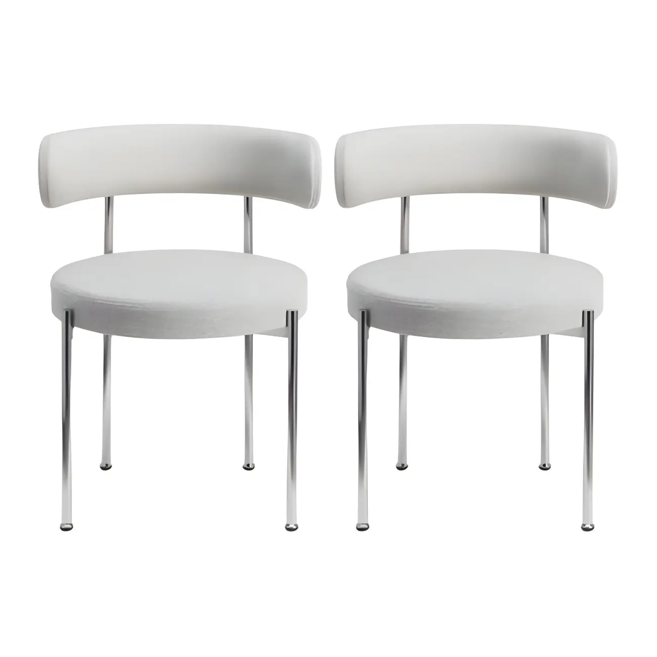 Upholstered White Fabric Low Back Dining Chair Image - 19 | homeyfad