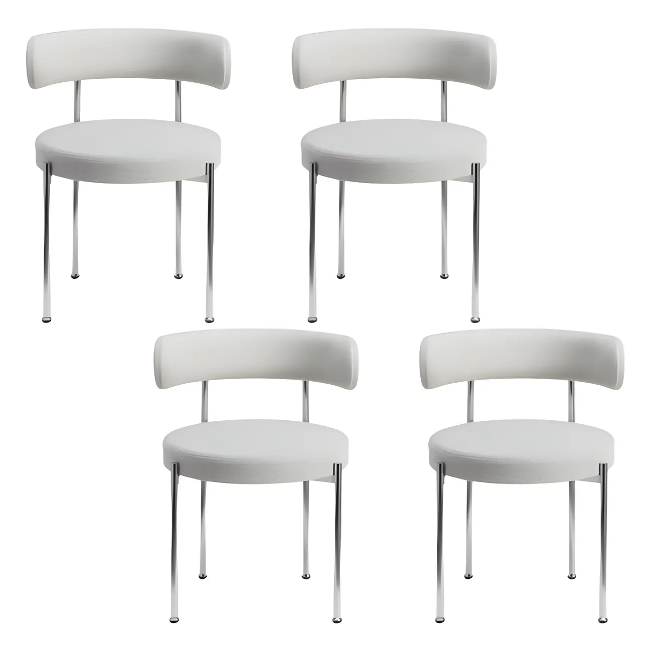 Upholstered White Fabric Low Back Dining Chair Image - 20 | homeyfad