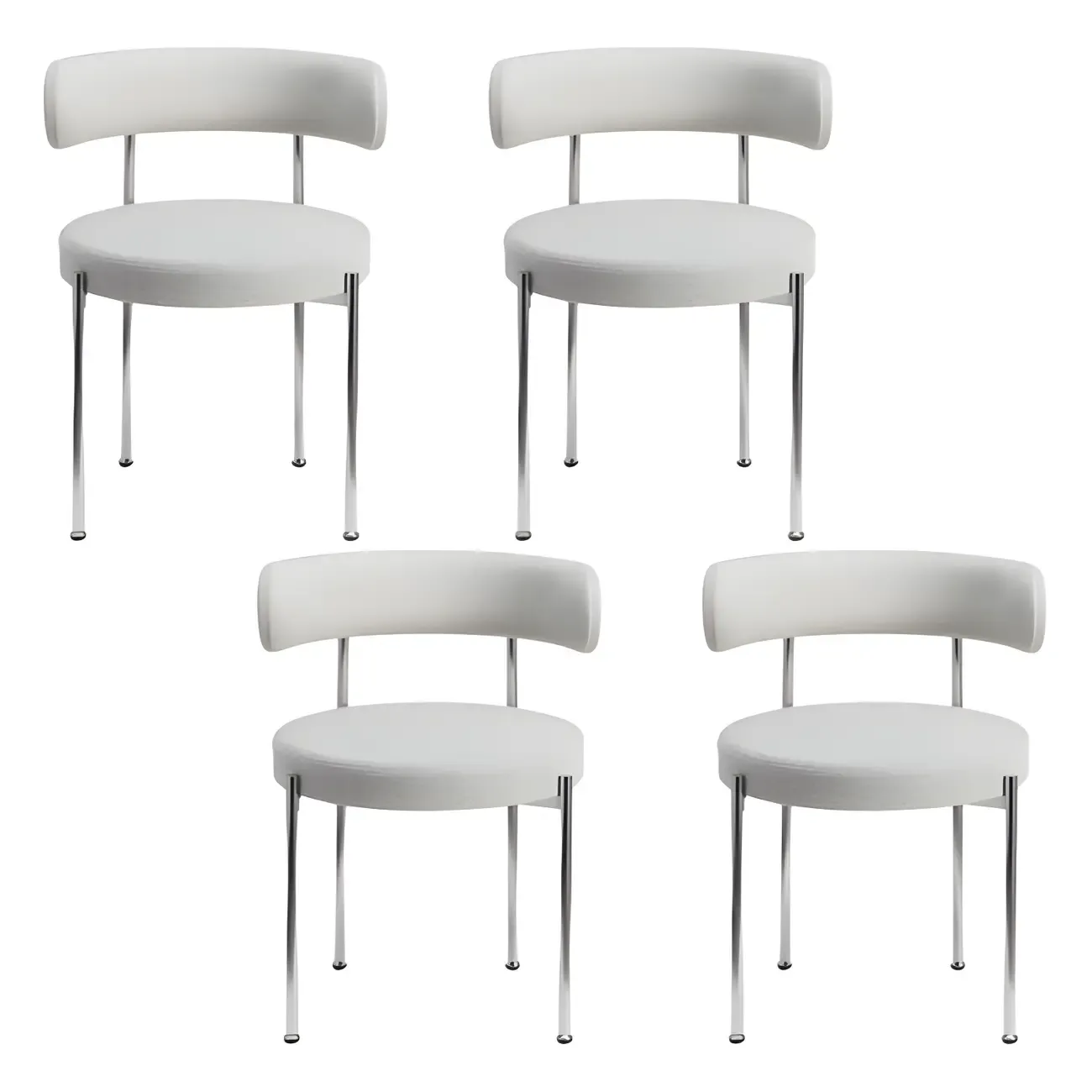 Upholstered White Fabric Low Back Dining Chair Image - 20