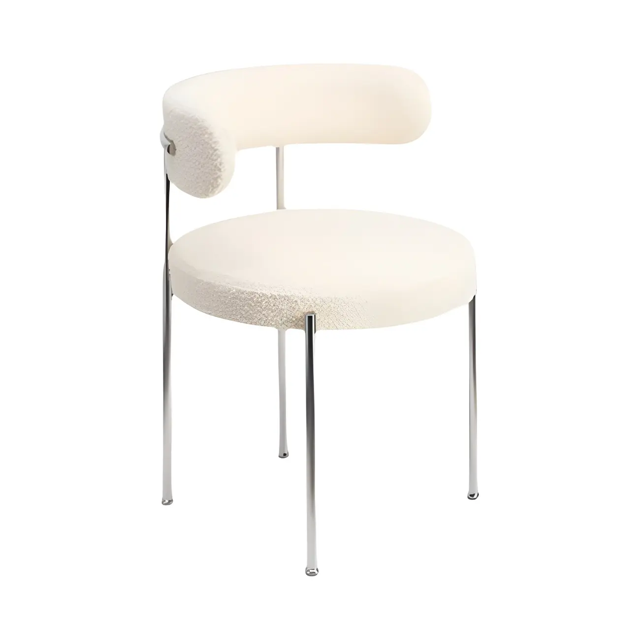 Upholstered White Fabric Low Back Dining Chair Image - 9 | homeyfad