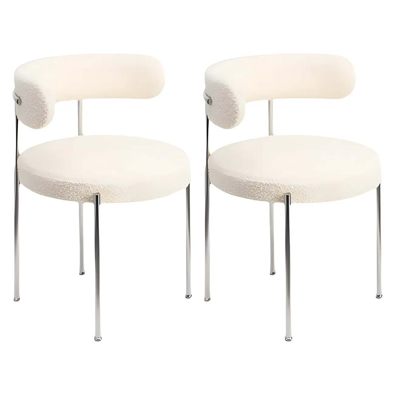 Upholstered White Fabric Low Back Dining Chair Image - 10 | homeyfad