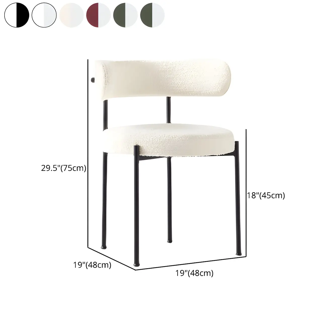 Upholstered White Fabric Low Back Dining Chair #size | homeyfad