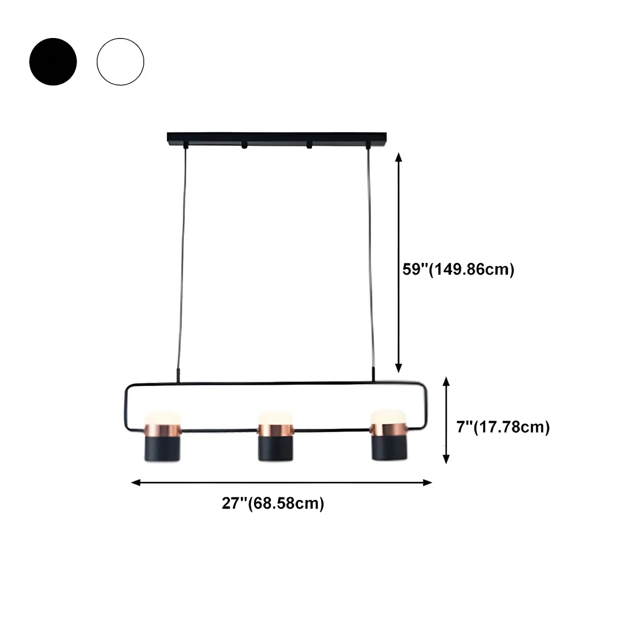 Modern Acrylic Cylinder Pendant Lights for Kitchen Island #size