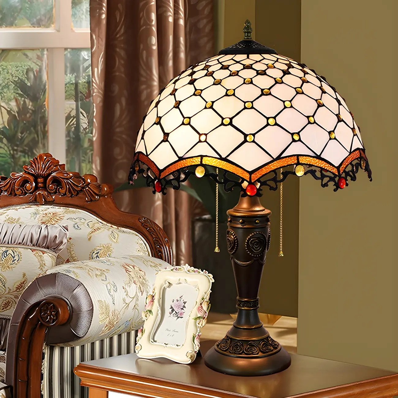 2-Light Vintage Stainless Glass Dome Table Lamp Image - 1 | homeyfad