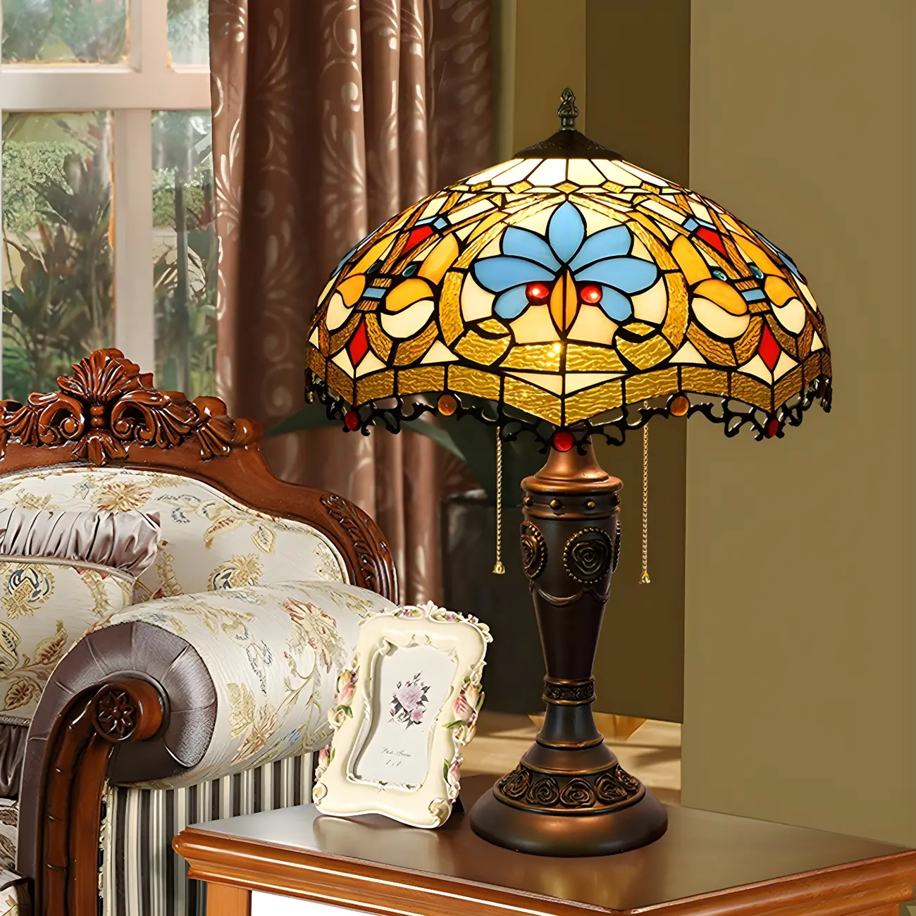 2-Light Vintage Stainless Glass Dome Table Lamp Image - 5 | homeyfad