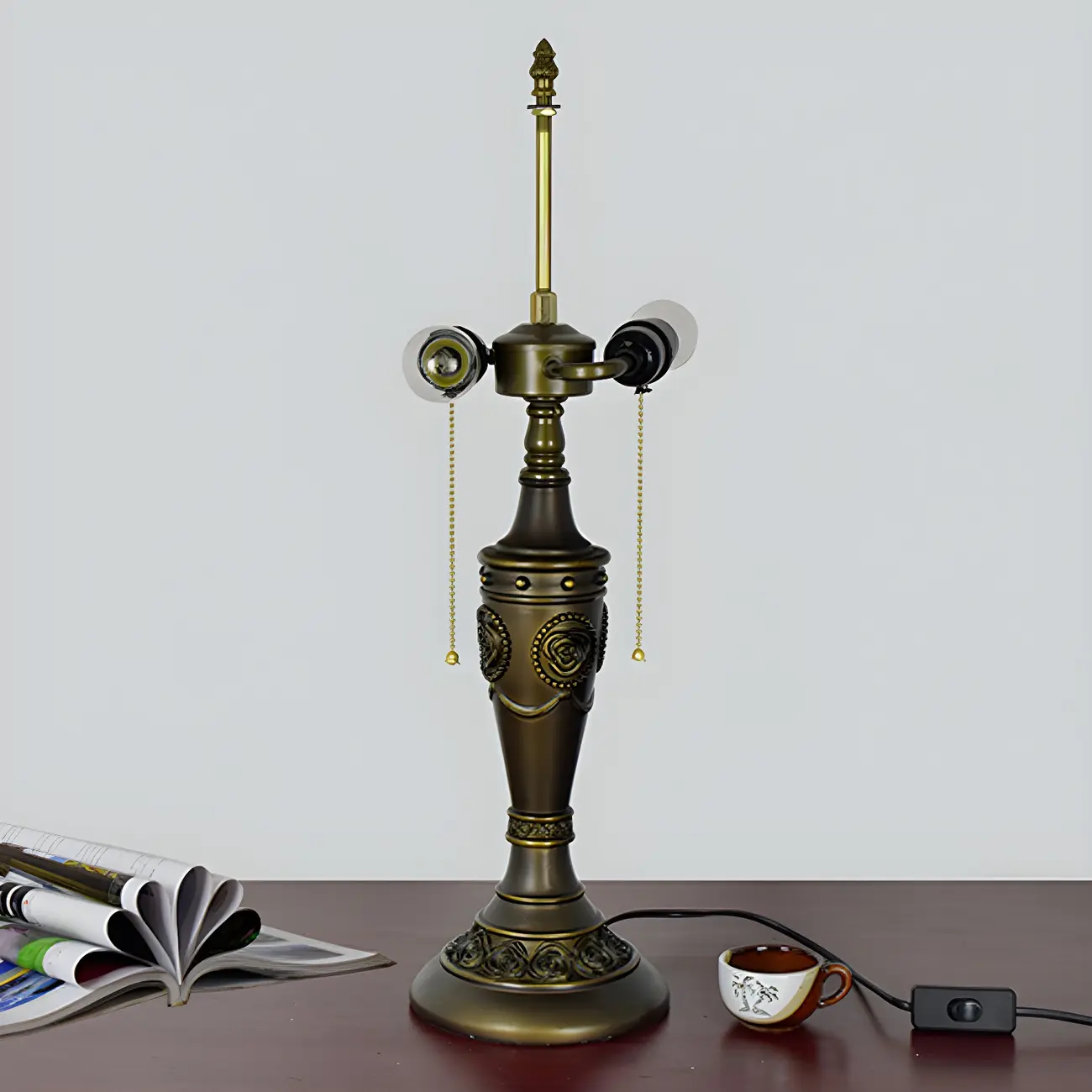 2-Light Vintage Stainless Glass Dome Table Lamp Image - 3 | homeyfad