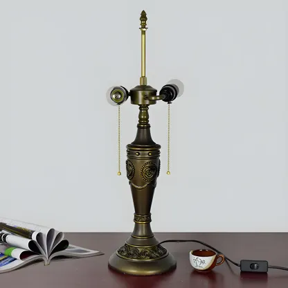 2-Light Vintage Stainless Glass Dome Table Lamp Image - 3