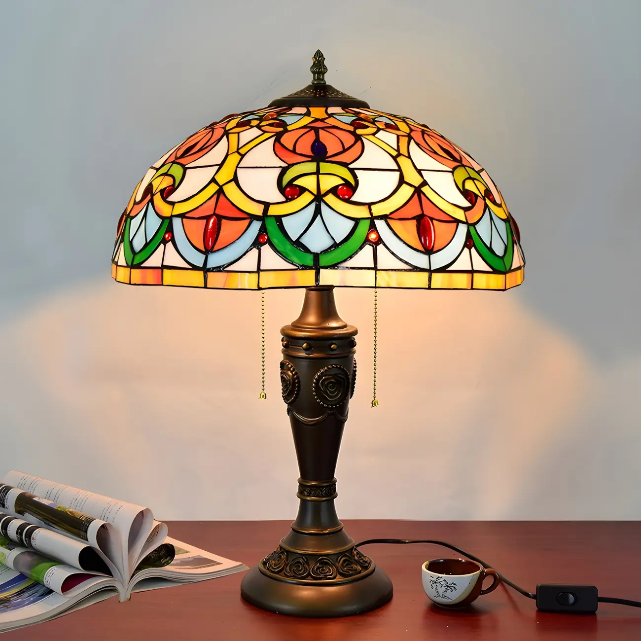 2-Light Vintage Stainless Glass Dome Table Lamp Image - 18 | homeyfad