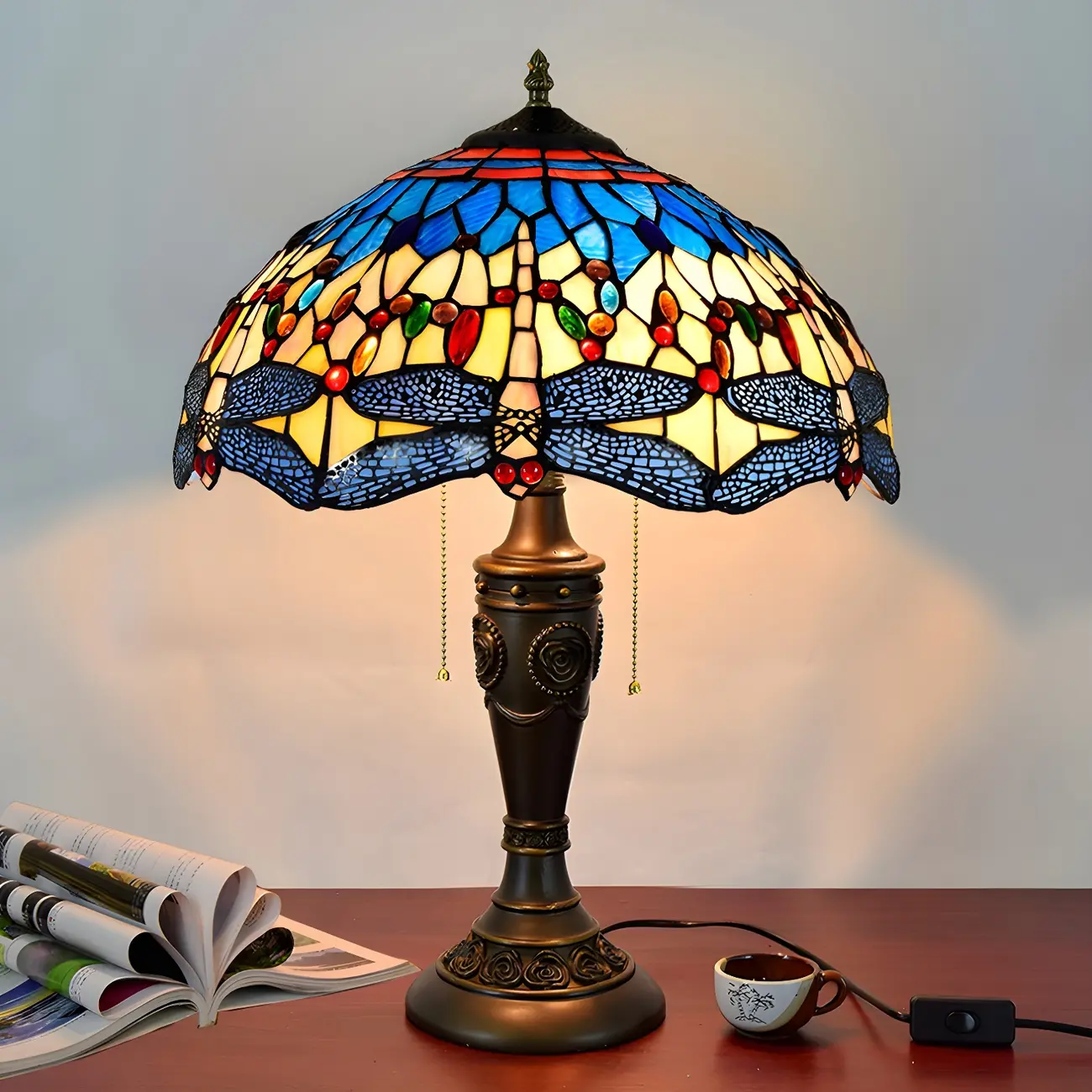 2-Light Vintage Stainless Glass Dome Table Lamp Image - 19 | homeyfad