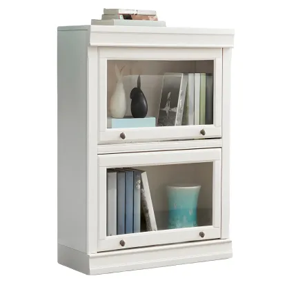 3-Tier Contemporary White Wooden Vertical Bookcase Image - 4