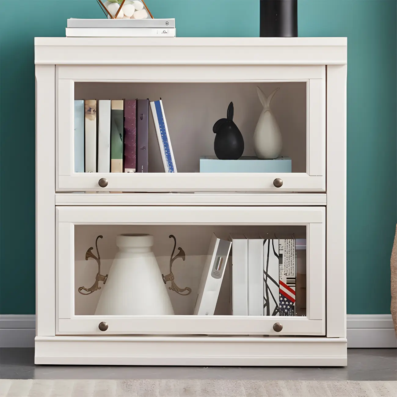 3-Tier Contemporary White Wooden Vertical Bookcase Image - 3 | homeyfad