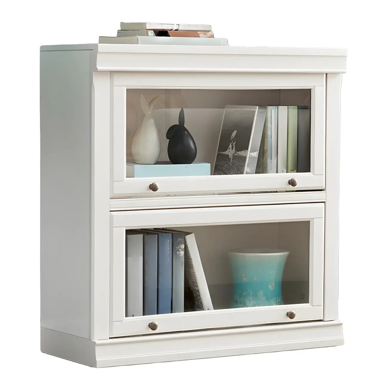3-Tier Contemporary White Wooden Vertical Bookcase Image - 5