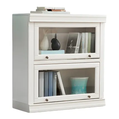 3-Tier Contemporary White Wooden Vertical Bookcase Image - 5