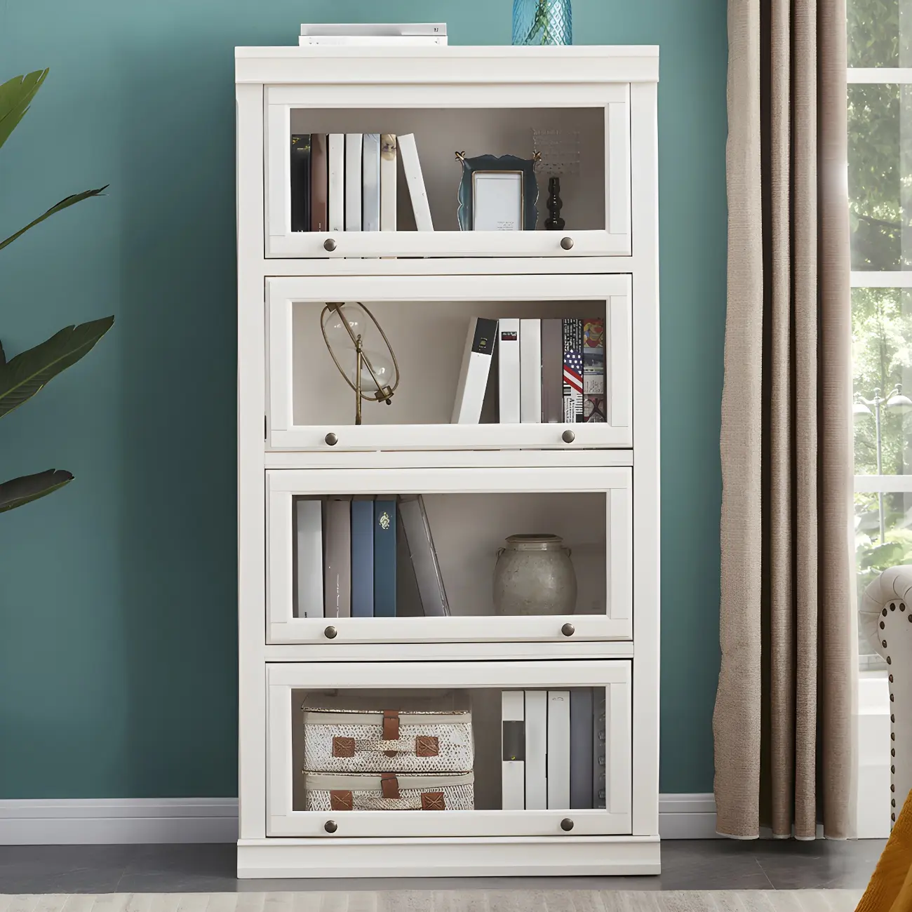 3-Tier Contemporary White Wooden Vertical Bookcase Image - 2 | homeyfad