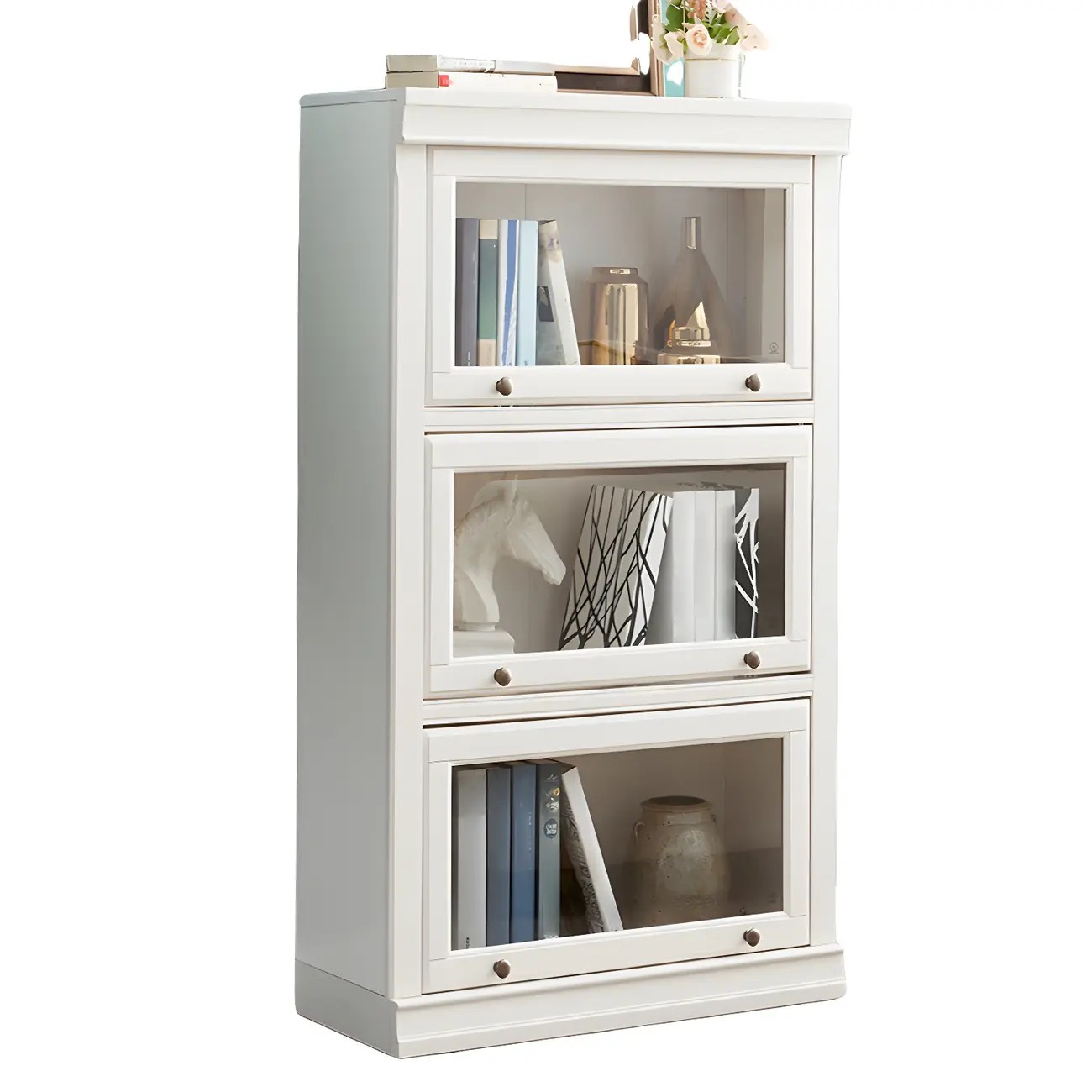 3-Tier Contemporary White Wooden Vertical Bookcase Image - 8 | homeyfad