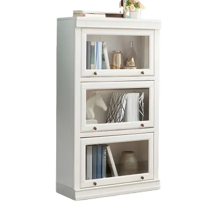 3-Tier Contemporary White Wooden Vertical Bookcase Image - 8