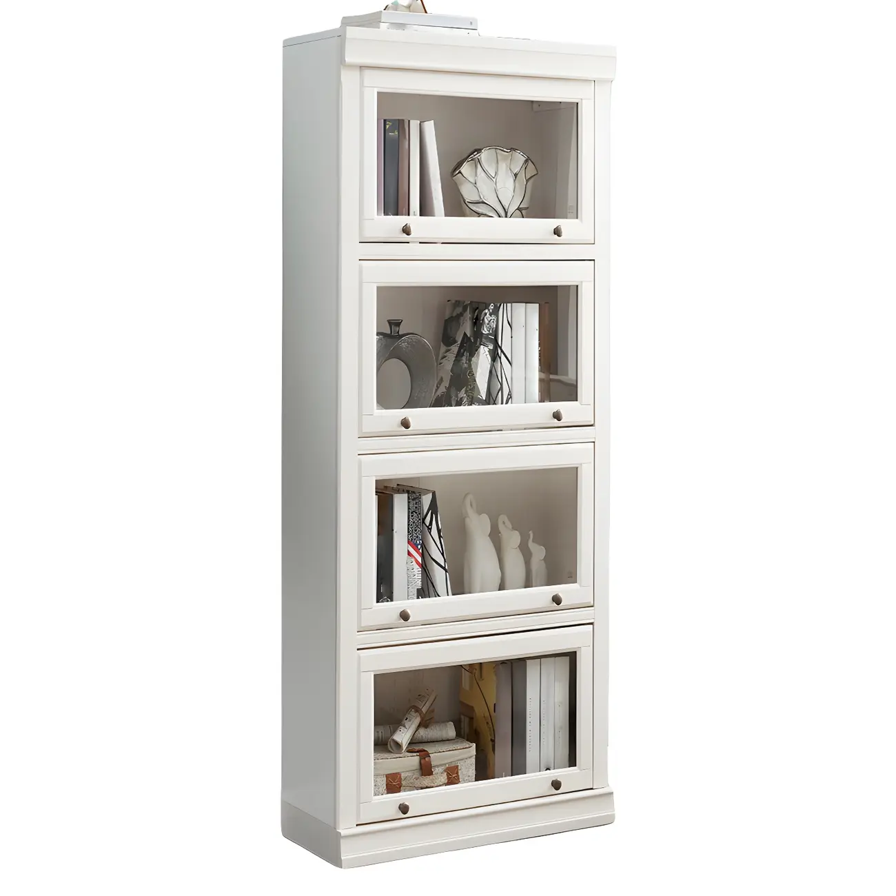 3-Tier Contemporary White Wooden Vertical Bookcase Image - 9 | homeyfad