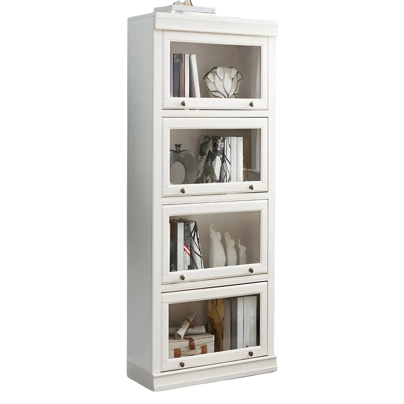 3-Tier Contemporary White Wooden Vertical Bookcase Image - 9